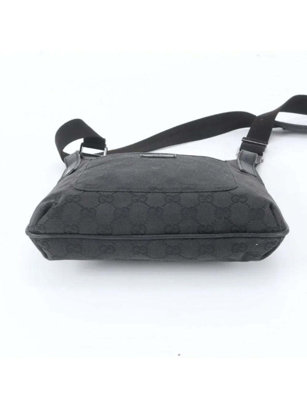 Gucci GG Canvas Leather Shoulder Bag Crossbody Hand Tote Black